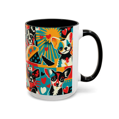 Viva Chihuahua Pop Art Mug, Colorful Fiesta Dog Coffee Cup, Fun Mexican Dog Lover Gift