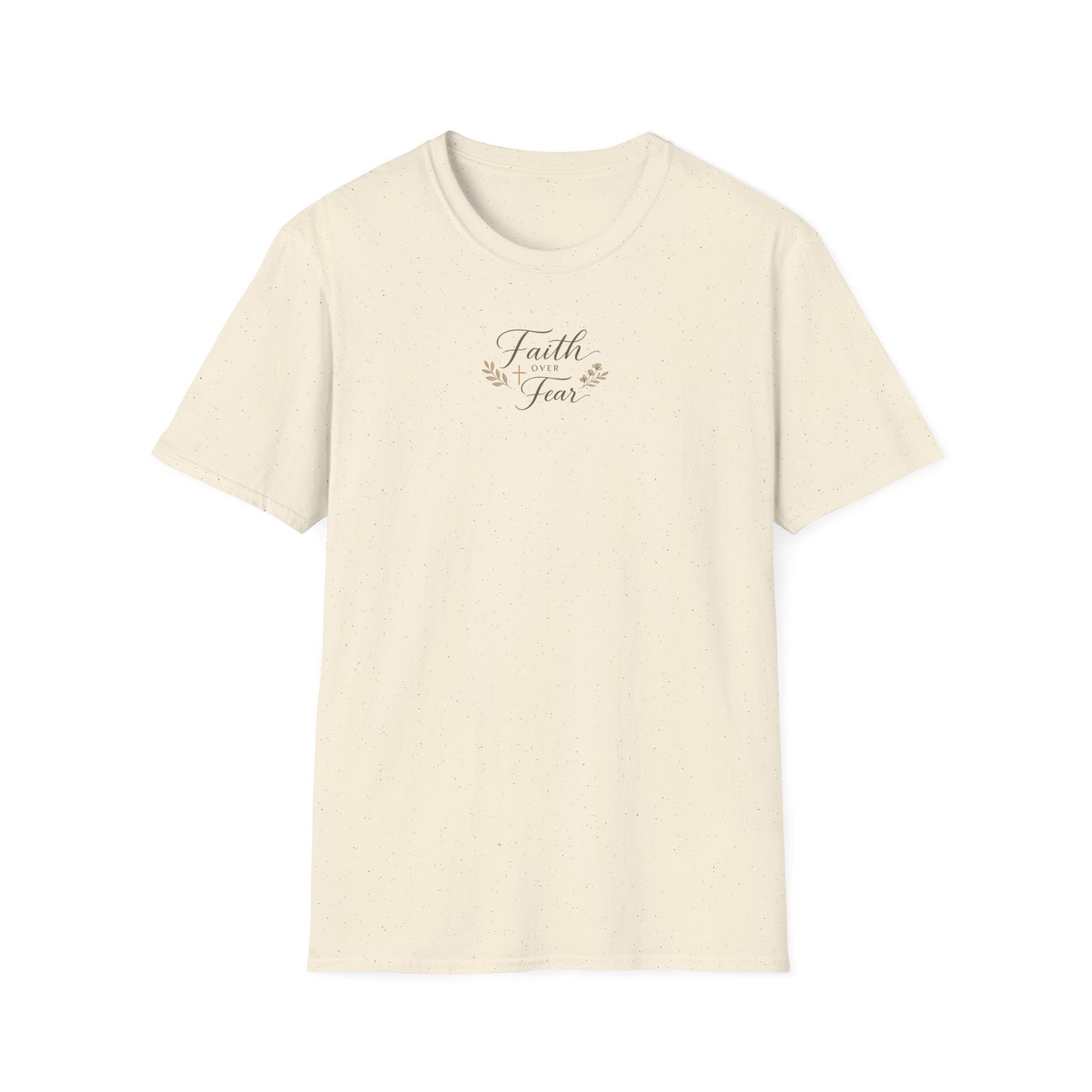 Faith Over Fear Womens Christian T-Shirt  Elegant Minimal Faith Tee  Botanical Cross Inspirational Shirt
