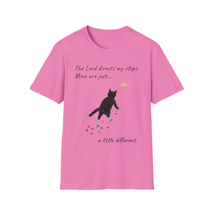 The Lord Directs My Steps Wobbly Cat Shirt | Christian Cat T-Shirt | Faith Based Cat Lover Tee | Original Hopper Artwork