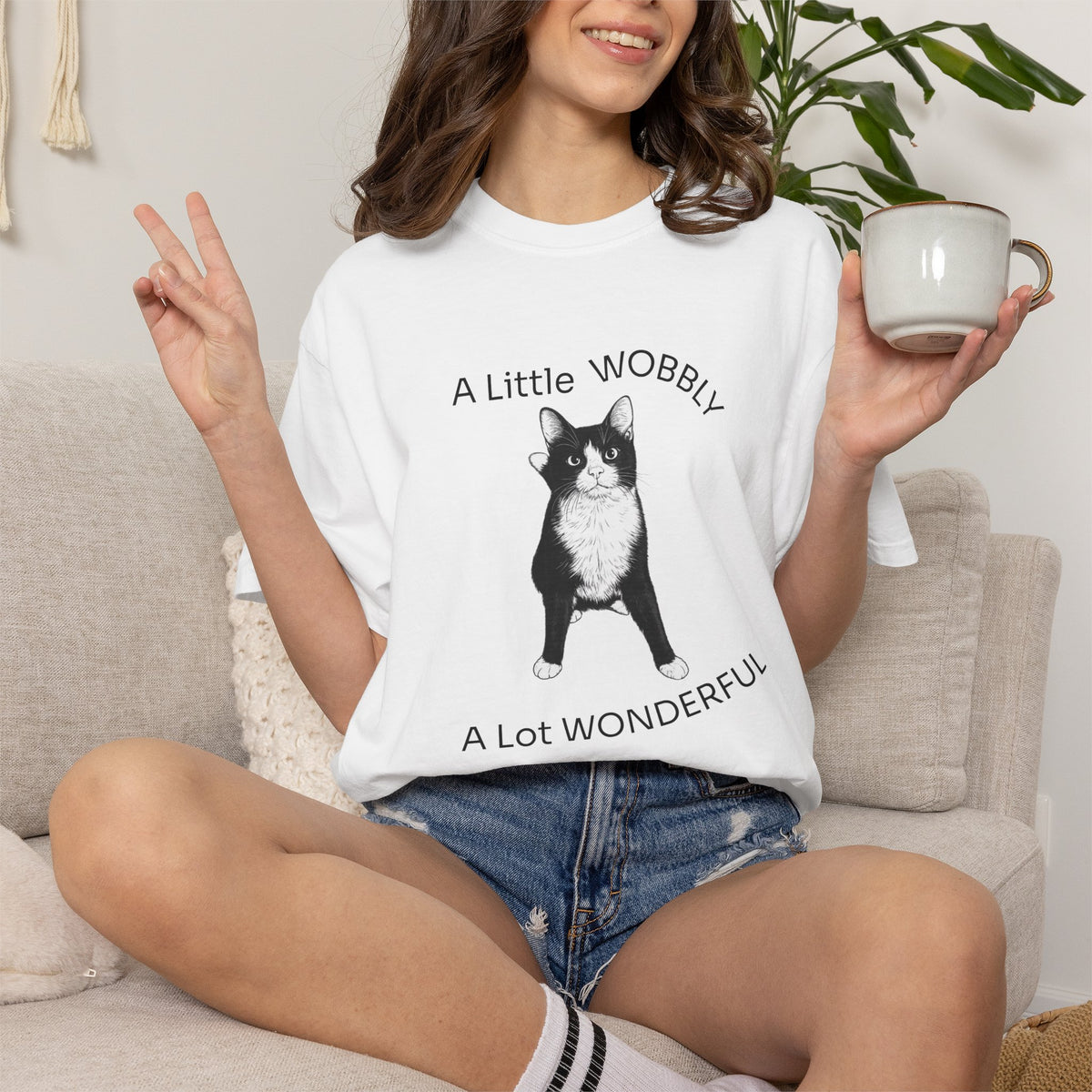 A Little Wobbly A Lot Wonderful Shirt - Cerebellar Hypoplasia Cat T-Shirt - Hopper Cat Tee