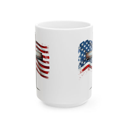 Faith & Freedom Mug, American Flag and Cross, Christian Patriot Coffee Cup, Inspirational USA Gift, God Bless America Mug