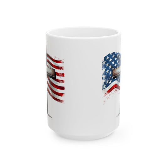 Faith & Freedom Mug, American Flag and Cross, Christian Patriot Coffee Cup, Inspirational USA Gift, God Bless America Mug