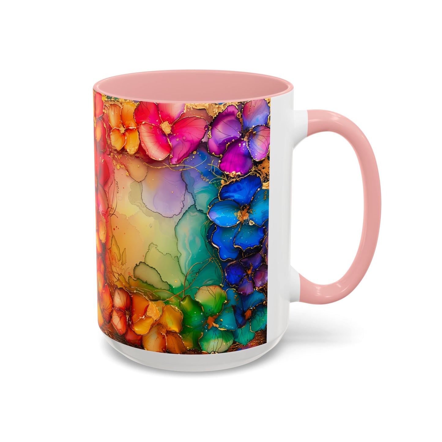 Vibrant Geode Heart Mug, Alcohol Ink Abstract Rainbow Coffee Cup, Colorful Crystal Art Design, Positive Energy Gift, Artistic Boho Mug