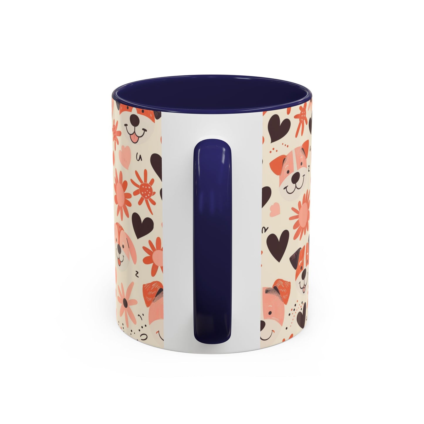 Sweet Puppy Mug, Peach and Cream Dog Lover Coffee Cup, Cute Floral Animal PatternDog Mom Gift