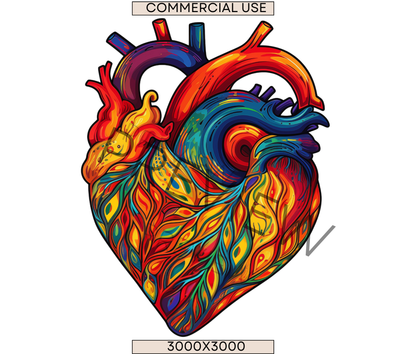 Groovy Human Heart | Anatomy Clipart | Heart Clipart | Medical Graphics | Anatomic Heart | Valentines Art | Medical Png Svg | Commercial Use