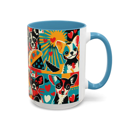 Viva Chihuahua Pop Art Mug, Colorful Fiesta Dog Coffee Cup, Fun Mexican Dog Lover Gift