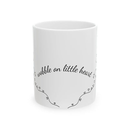 Wobbly Cat Awareness Mug - Print of Hand-Drawn Line Art, Cerebellar Hypoplasia Support, Minimalist Kitten Coffee Cup