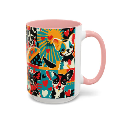 Viva Chihuahua Pop Art Mug, Colorful Fiesta Dog Coffee Cup, Fun Mexican Dog Lover Gift