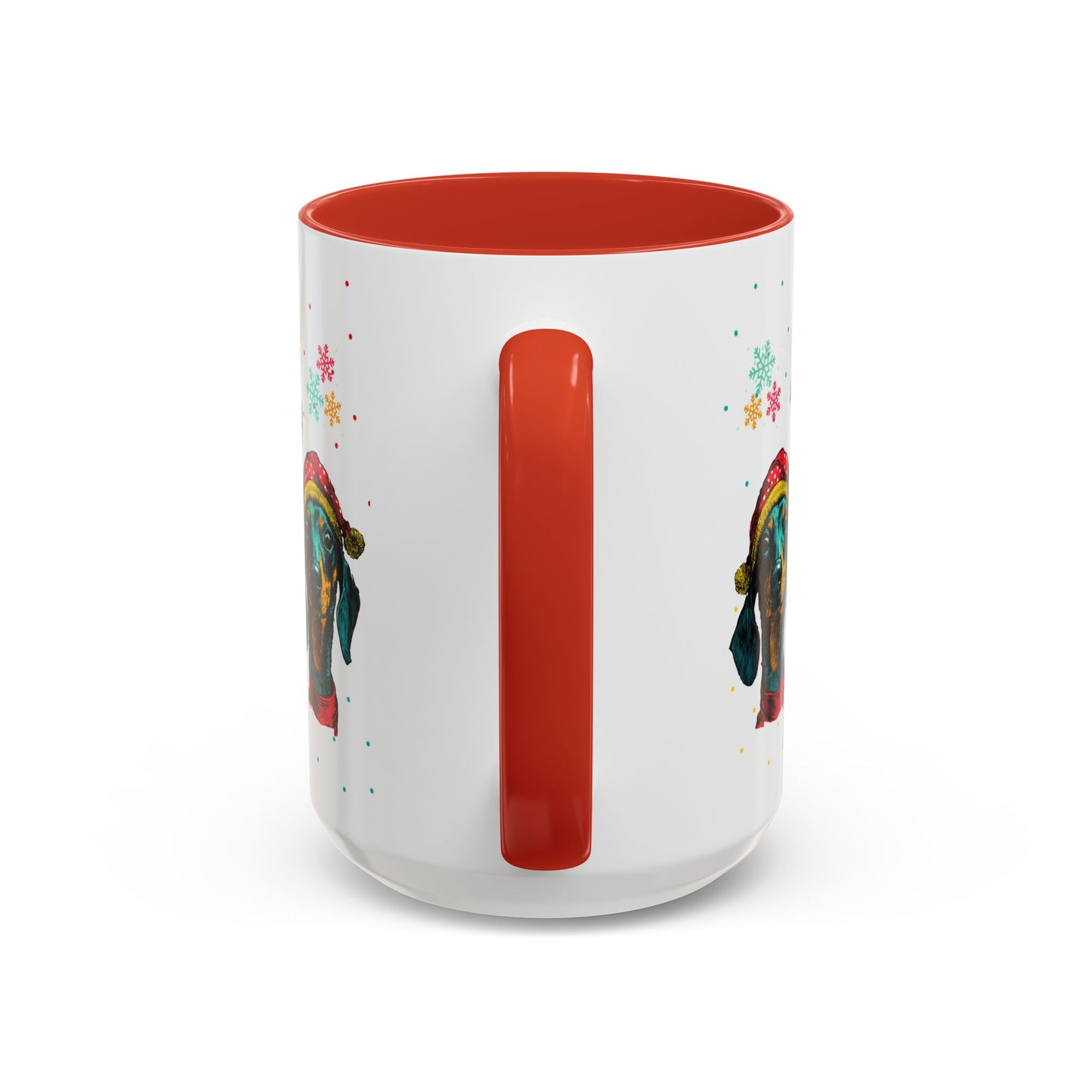 Dachshund Christmas Mug - Holiday Wiener Dog Cup - Cute Doxie Dog Lover Gift - Santa Hat Dachshund Coffee Mug - Colorful Dog Art Mug