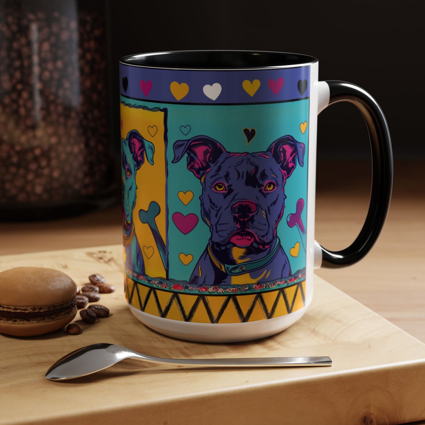 Colorful Pit Bull Pop Art Mug | Dog Lover Gift | Accent Coffee Mug 11oz 15oz
