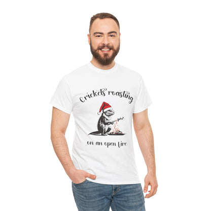 Crickets Roasting Bearded Dragon Christmas Shirt Funny Reptile Lover Tee Cute Lizard Holiday Gift Beardie Pet Graphic TShirt