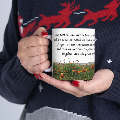 Lords Prayer Mug - Christian Scripture Coffee Cup, Galveston Bay Photo, Faith Gift, Bible Verse Mug, Prayer Morning Devotional Cup