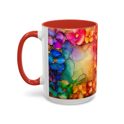Vibrant Geode Heart Mug, Alcohol Ink Abstract Rainbow Coffee Cup, Colorful Crystal Art Design, Positive Energy Gift, Artistic Boho Mug