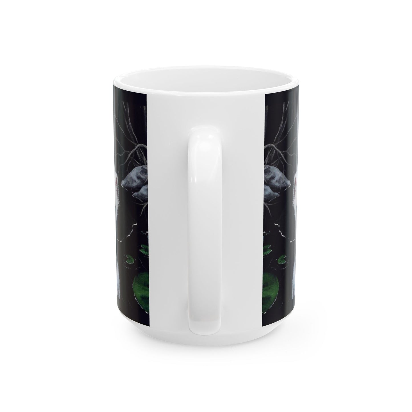 White Siamese Kitten Reflection Mug - Art Print Coffee Cup, Fantasy Cat Artwork, Cute Blue-Eyed Kitten Ceramic Mug, Artist Painted Design