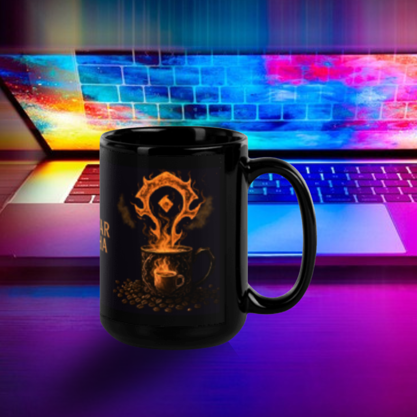 Lok’tar Mocha Mug – Horde Coffee Cup, Fiery Gaming Art, Coffee Gift, Gamer Café Mug, Geeky Mocha Lover Gift