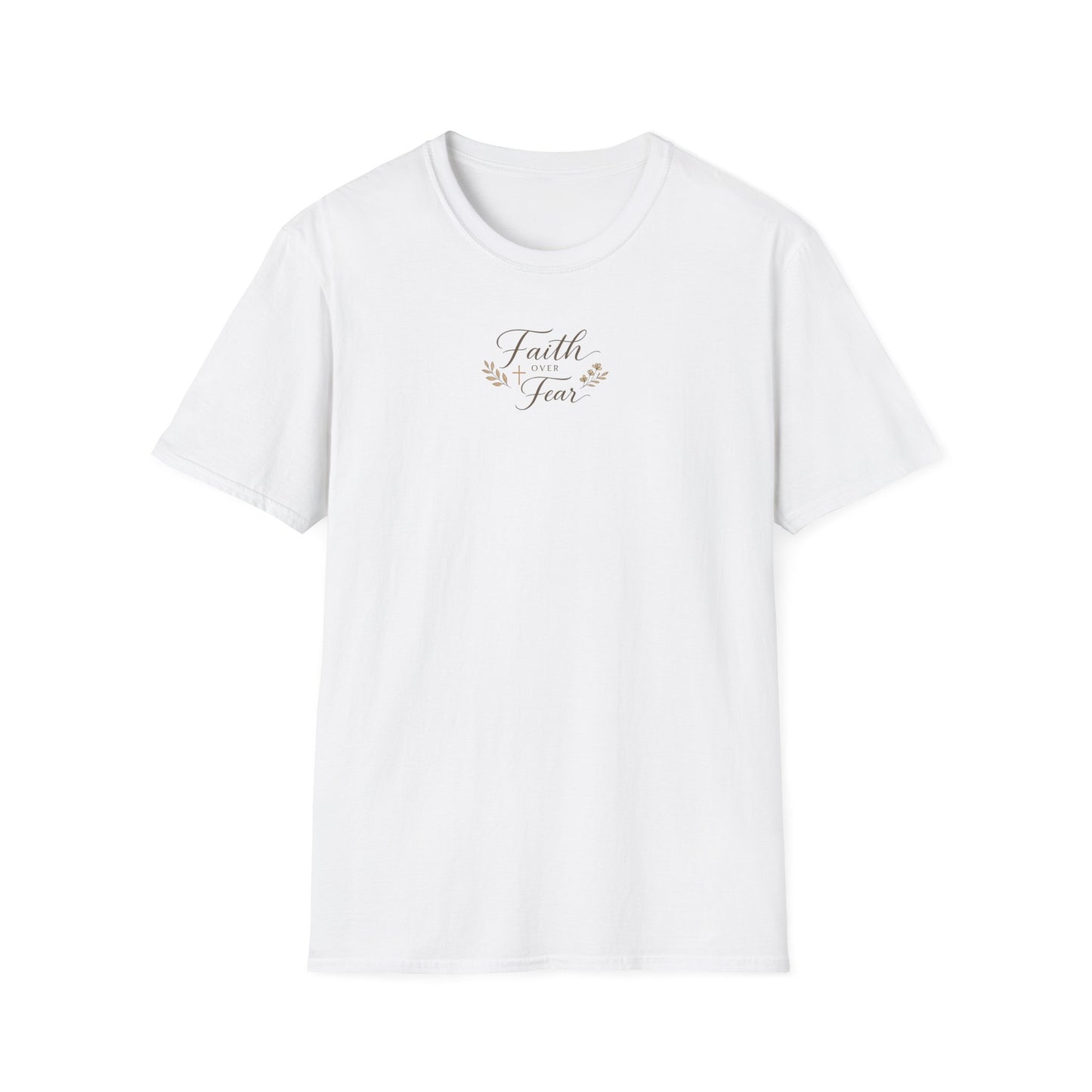 Faith Over Fear Womens Christian T-Shirt  Elegant Minimal Faith Tee  Botanical Cross Inspirational Shirt