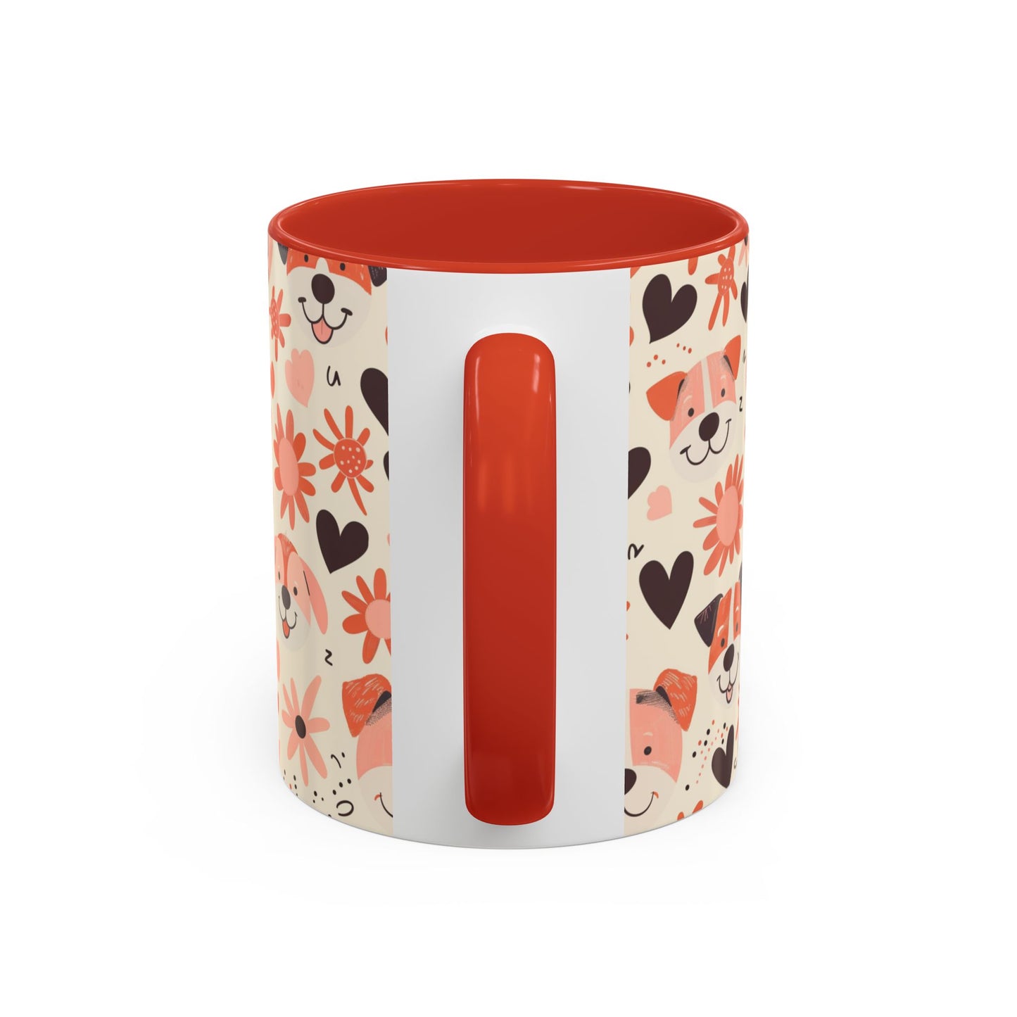 Sweet Puppy Mug, Peach and Cream Dog Lover Coffee Cup, Cute Floral Animal PatternDog Mom Gift