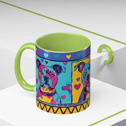 Colorful Pit Bull Pop Art Mug | Dog Lover Gift | Accent Coffee Mug 11oz 15oz