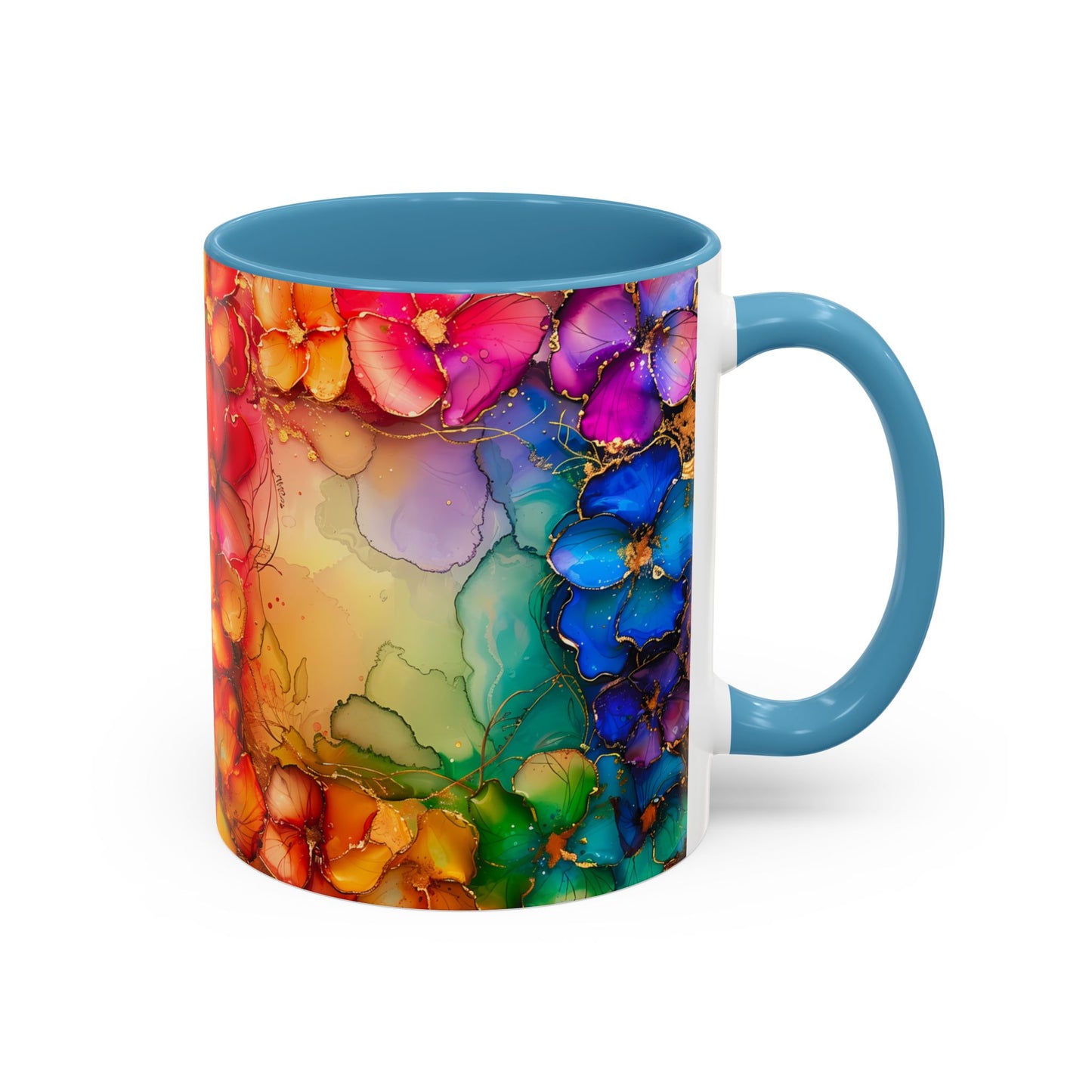 Vibrant Geode Heart Mug, Alcohol Ink Abstract Rainbow Coffee Cup, Colorful Crystal Art Design, Positive Energy Gift, Artistic Boho Mug