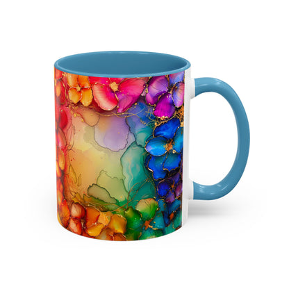 Vibrant Geode Heart Mug, Alcohol Ink Abstract Rainbow Coffee Cup, Colorful Crystal Art Design, Positive Energy Gift, Artistic Boho Mug