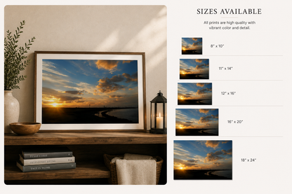 Texas City Dike Sunset Photography Print – Galveston Bay Coastal Landscape Wall Art