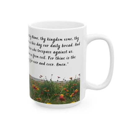 Lords Prayer Mug - Christian Scripture Coffee Cup, Galveston Bay Photo, Faith Gift, Bible Verse Mug, Prayer Morning Devotional Cup