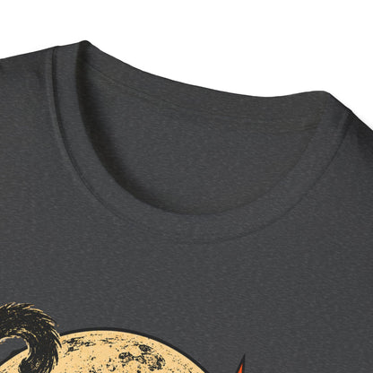 Moonlight & Mischief Black Cat Halloween Shirt, Vintage Halloween Cat Tee, Retro Spooky Moon T-Shirt, Gothic Cat Lover Gift
