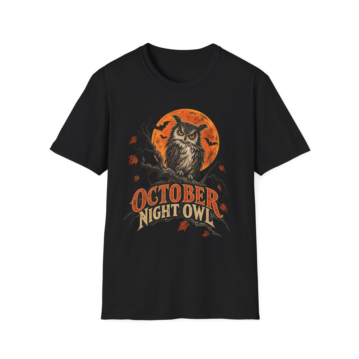 October Night Owl T-Shirt | Halloween Owl Moon Tee