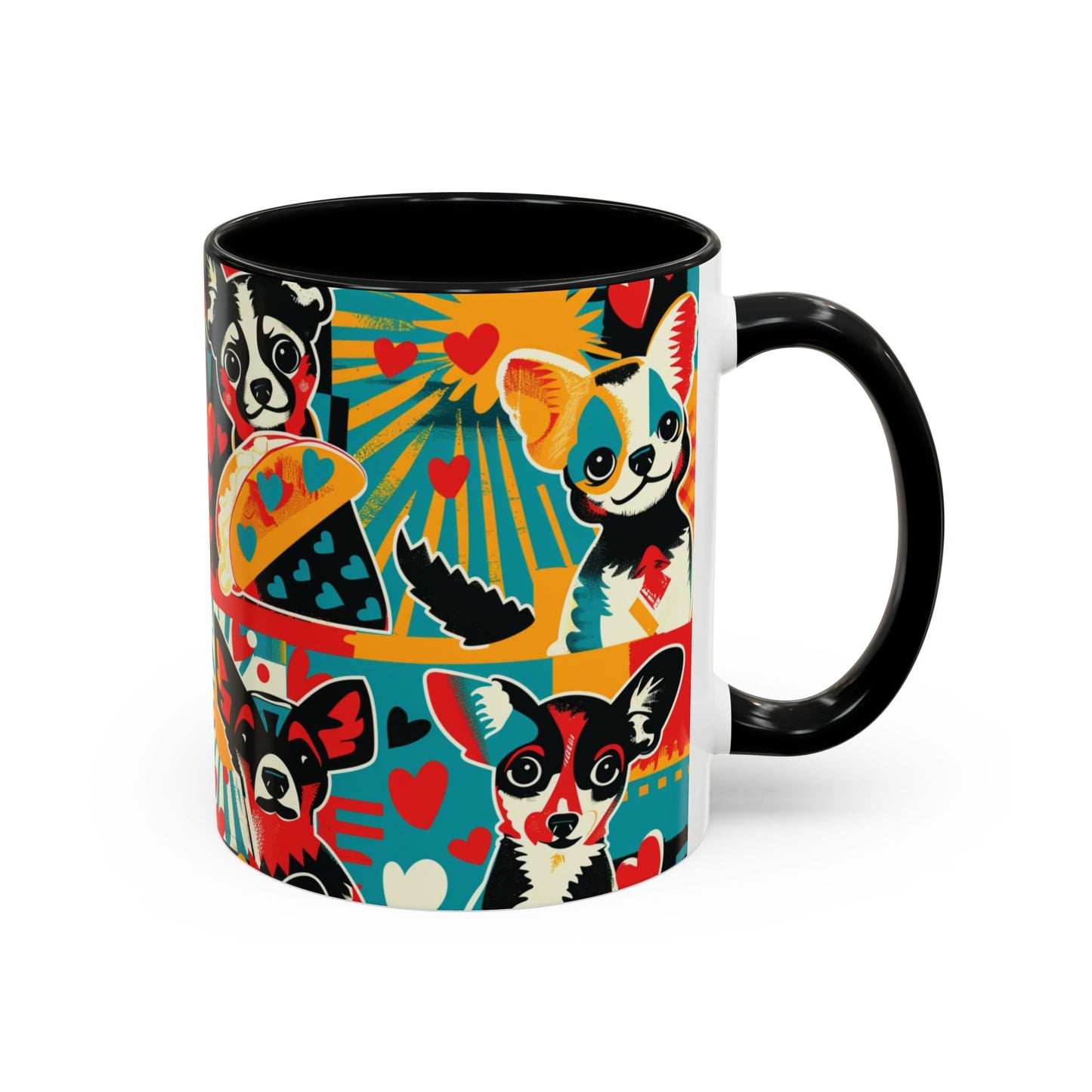 Viva Chihuahua Pop Art Mug, Colorful Fiesta Dog Coffee Cup, Fun Mexican Dog Lover Gift