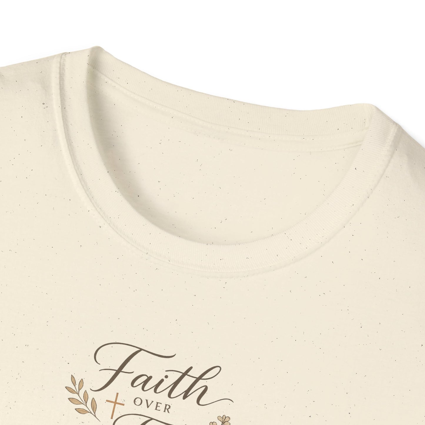 Faith Over Fear Womens Christian T-Shirt  Elegant Minimal Faith Tee  Botanical Cross Inspirational Shirt