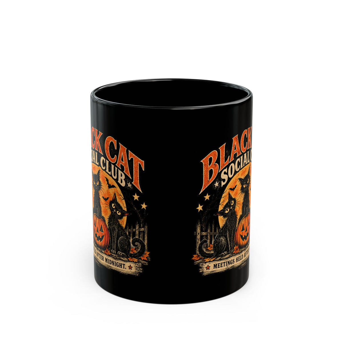 Black Cat Social Club Mug, Vintage Halloween Coffee Mug, Spooky Black Cat Gift, Retro Halloween Cat Mug