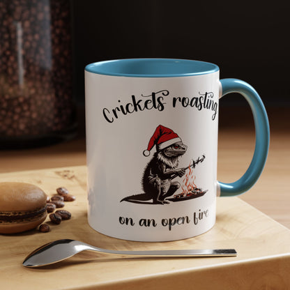Crickets Roasting Bearded Dragon Christmas Mug Funny Reptile Lover Gift Lizard Holiday Coffee Cup Cute Beardie Pet Present