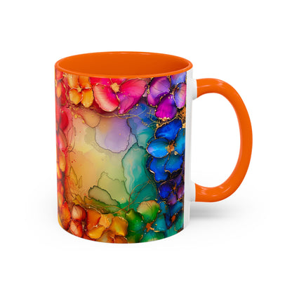 Vibrant Geode Heart Mug, Alcohol Ink Abstract Rainbow Coffee Cup, Colorful Crystal Art Design, Positive Energy Gift, Artistic Boho Mug