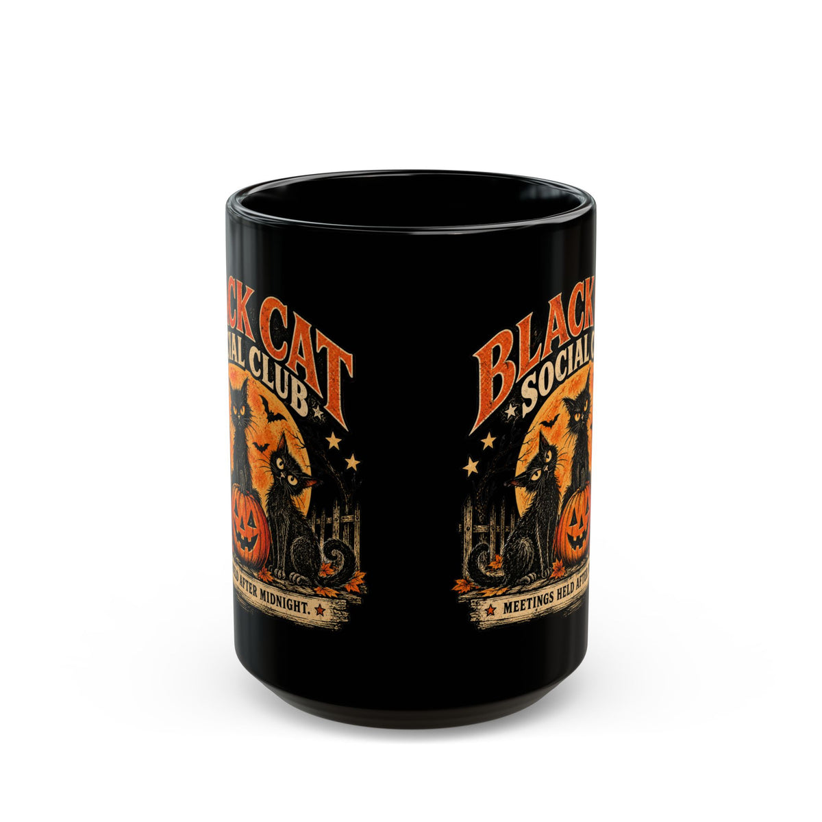 Black Cat Social Club Mug, Vintage Halloween Coffee Mug, Spooky Black Cat Gift, Retro Halloween Cat Mug