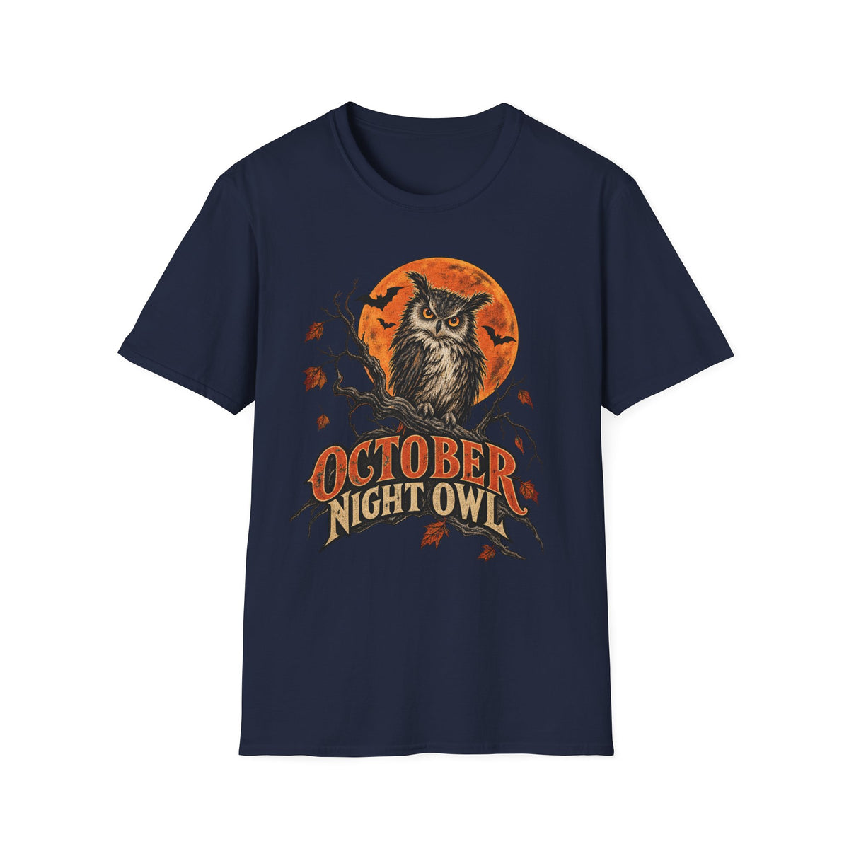 October Night Owl T-Shirt | Halloween Owl Moon Tee