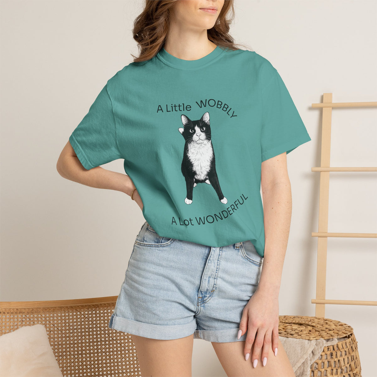 A Little Wobbly A Lot Wonderful Shirt - Cerebellar Hypoplasia Cat T-Shirt - Hopper Cat Tee