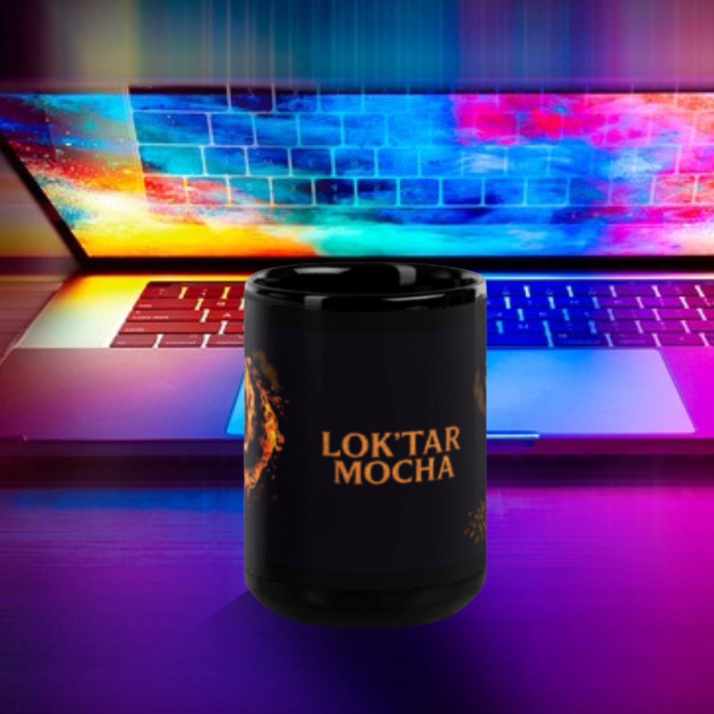 Lok’tar Mocha Mug – Horde Coffee Cup, Fiery Gaming Art, Coffee Gift, Gamer Café Mug, Geeky Mocha Lover Gift