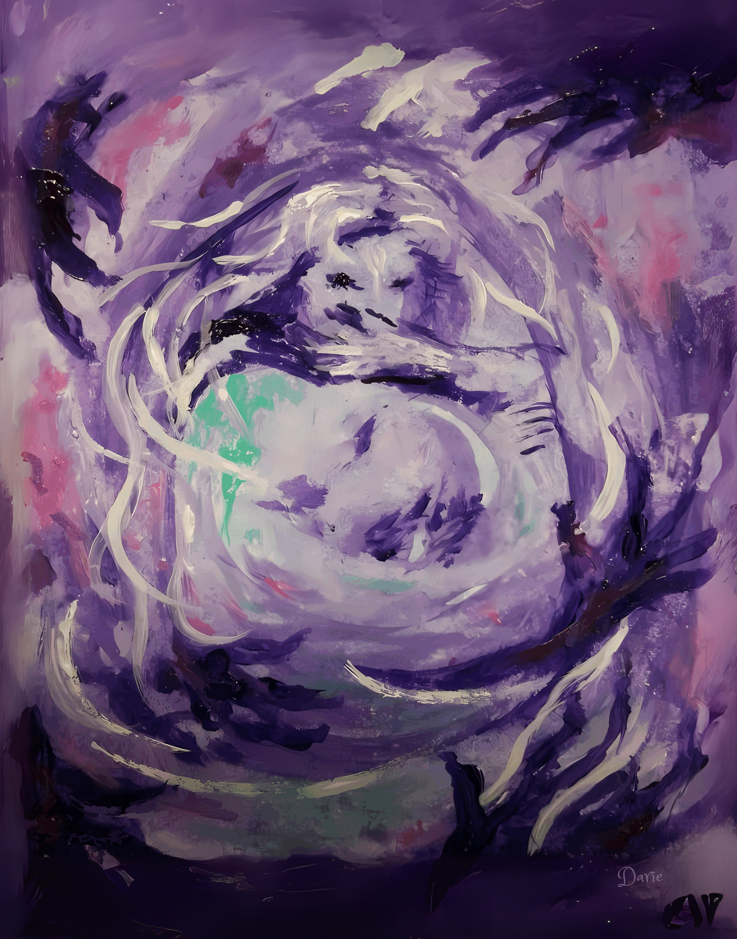 Hush Abstract Art Print in PurpleTones