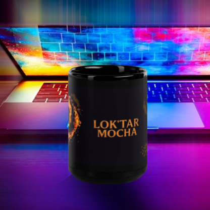 Lok’tar Mocha Mug – Horde Coffee Cup, Fiery Gaming Art, Coffee Gift, Gamer Café Mug, Geeky Mocha Lover Gift