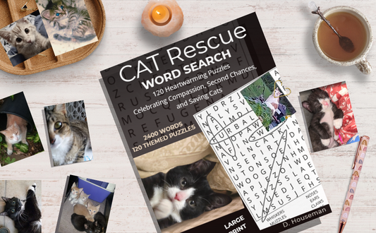 Cat Rescue Word Search Large Print Puzzles: Relaxing Word Search Puzzles With Heartwarming Photos & Stories Celebrating Cat Rescuers and Second Chances