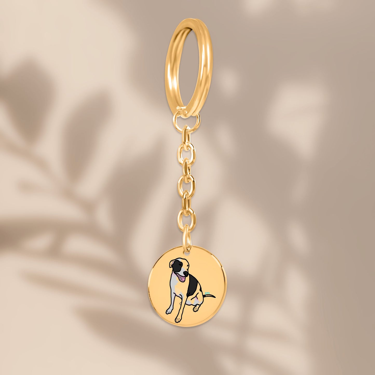 Pou Coin Keychain – Dog Lover Keepsake – Gold Pet Portrait Keychain – Pou Collection