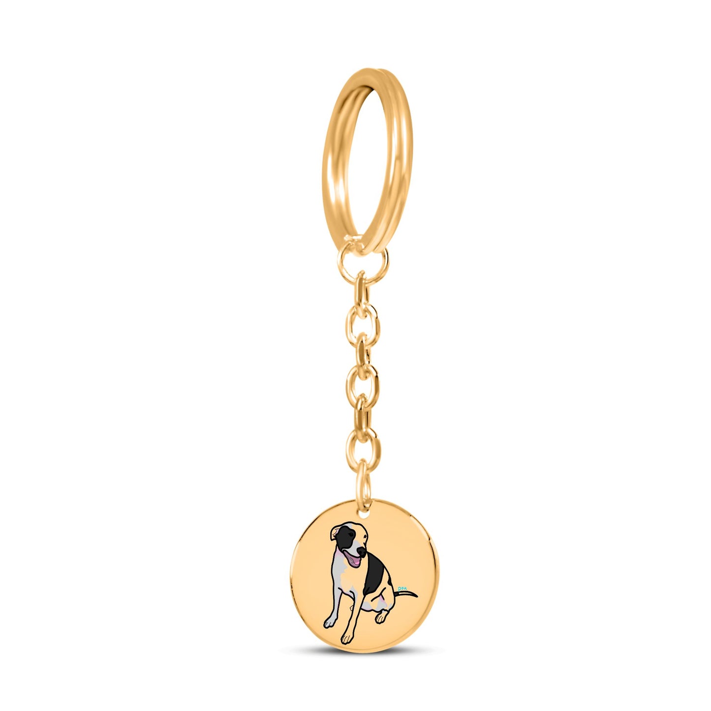 Pou Coin Keychain – Dog Lover Keepsake – Gold Pet Portrait Keychain – Pou Collection
