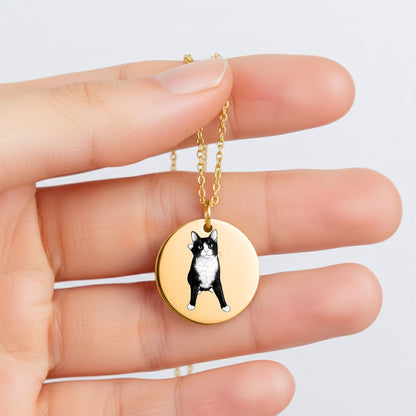 Hopper the Wobbly Cat Coin Necklace | Tuxedo Cat | Cerebellar Hypoplasia Awareness | Cat Lover Gift