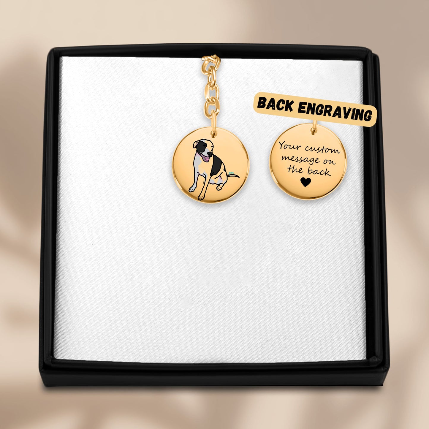 Pou Coin Keychain – Dog Lover Keepsake – Gold Pet Portrait Keychain – Pou Collection
