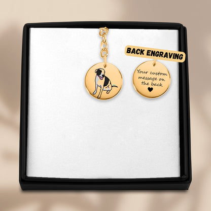 Pou Coin Keychain – Dog Lover Keepsake – Gold Pet Portrait Keychain – Pou Collection