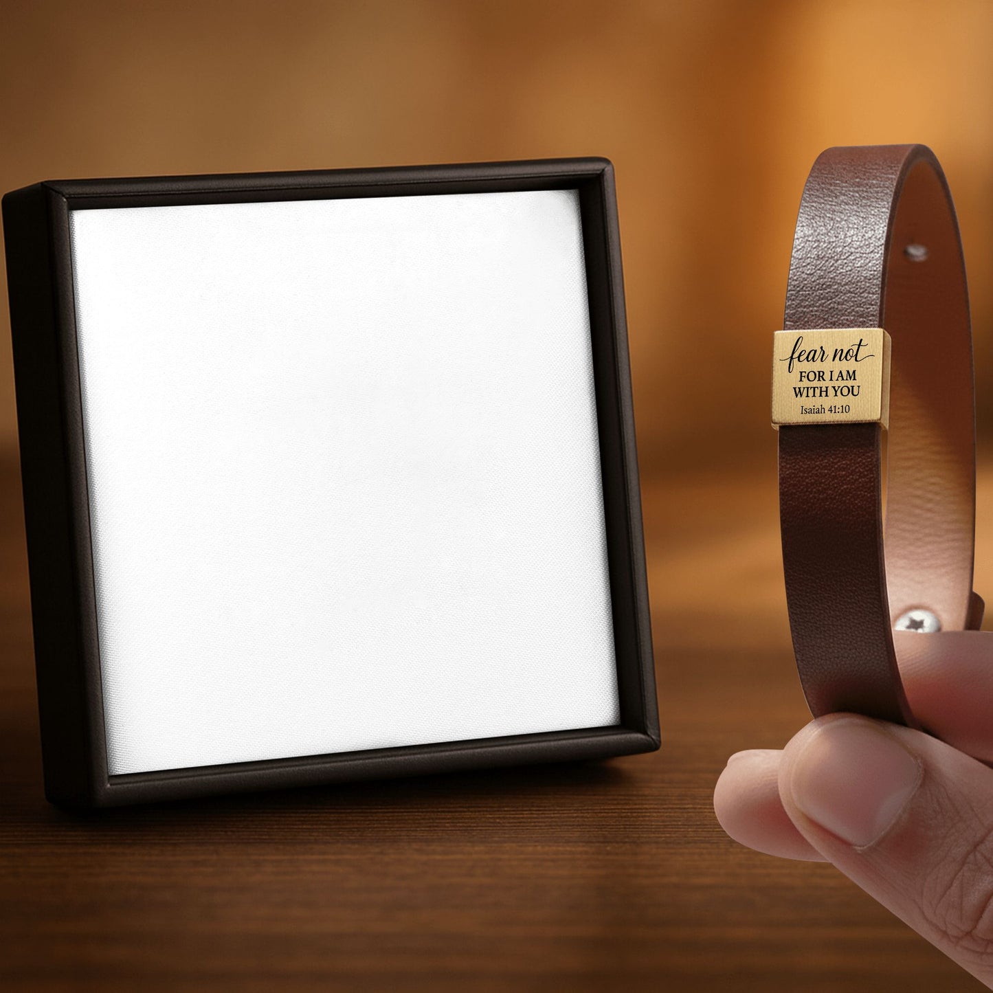 Fear Not For I Am With You Isaiah 41:10 Leather Scripture Bracelet Christian Encouragement Gift