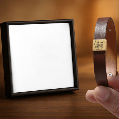 Fear Not For I Am With You Isaiah 41:10 Leather Scripture Bracelet Christian Encouragement Gift