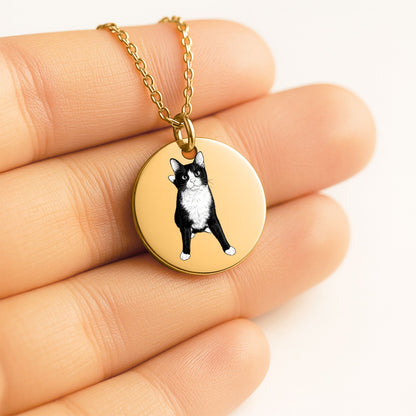 Hopper the Wobbly Cat Coin Necklace | Tuxedo Cat | Cerebellar Hypoplasia Awareness | Cat Lover Gift