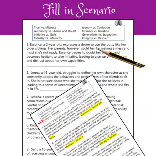 Erik Erikson Scenarios | What Stage is This? | Challenge | Worksheet | Task Cards