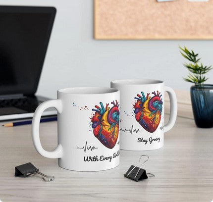 Heart Beat Art Ceramic Mug - Unique Gift for Medical Professionals, Coffee Lovers, Valentine's Day, Home Decor, Inspirational
